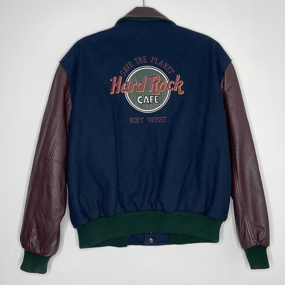 Vintage Hard Rock Cafe Save The Planet Key West Varsity Jacket M 90s - Picture 4 of 6